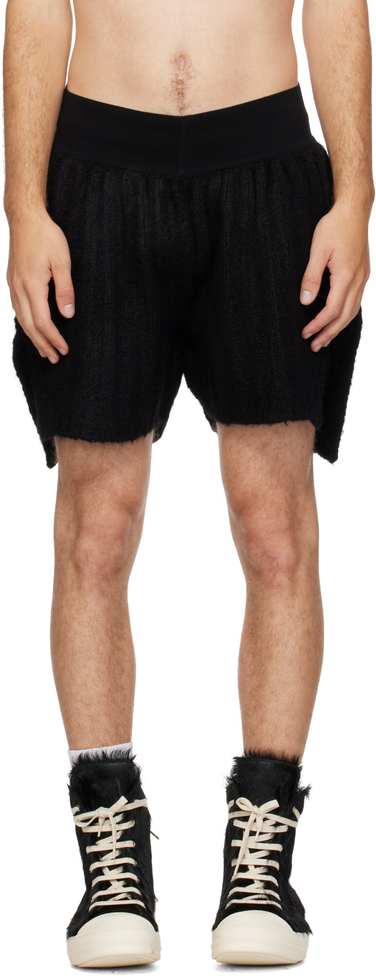 Rick Owens Men's Denim Boxers Shorts in Black Wax Rick Owens