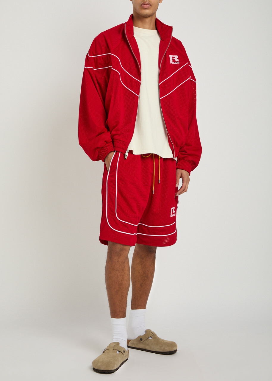 Rhude Pipe-trimmed Mesh Track Jacket Red