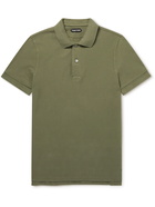 TOM FORD - Garment-Dyed Cotton-Piqué Polo Shirt - Green