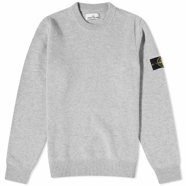 Photo: Stone Island Men's Reverse Seam Lambswool Crew Knit in Grey Melange