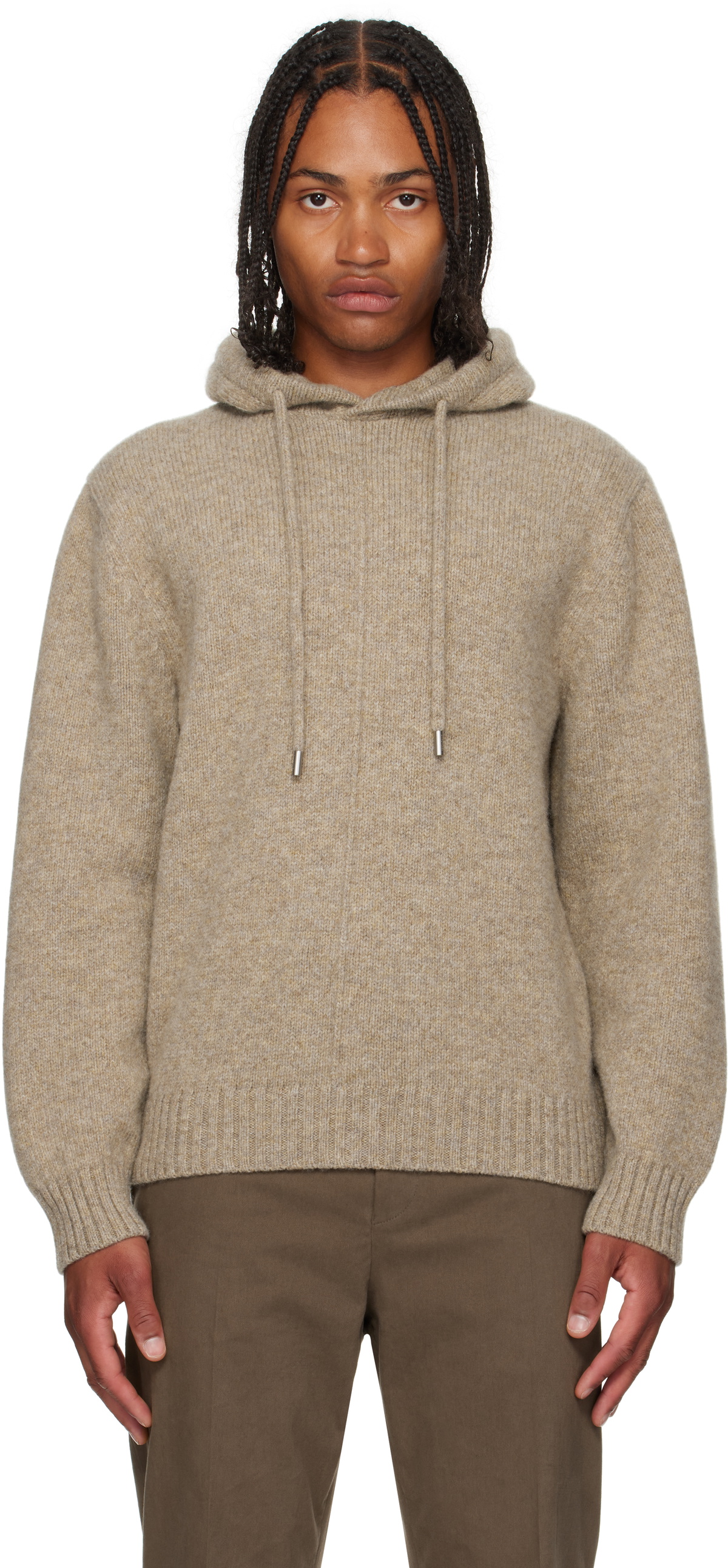 Ferragamo Beige Knit Hoodie