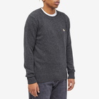 Maison Kitsuné Men's Baby Fox Patch Cosy Crew Knit in Dark Grey Melange