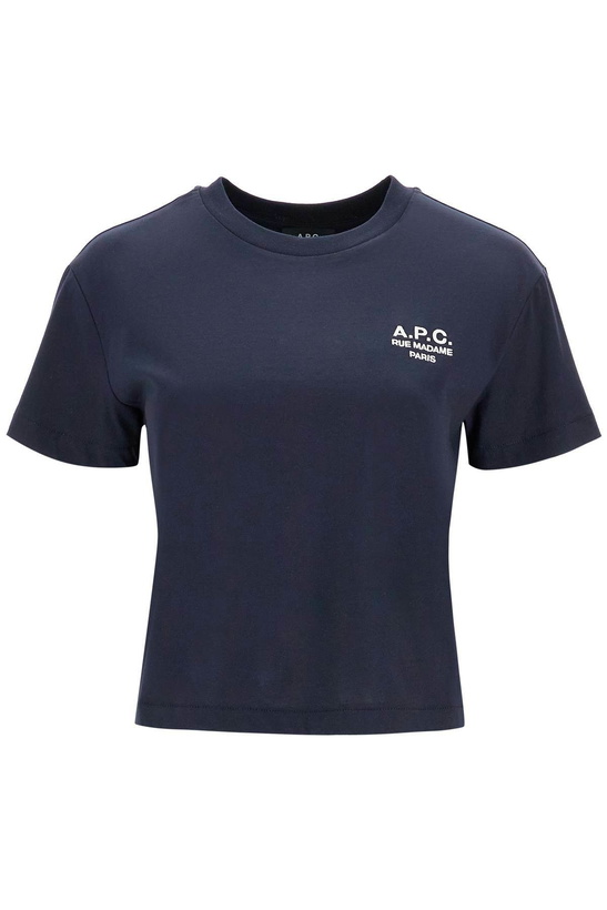 Photo: A.P.C. Cropped T-shirt In Dark Blue Organic Cotton