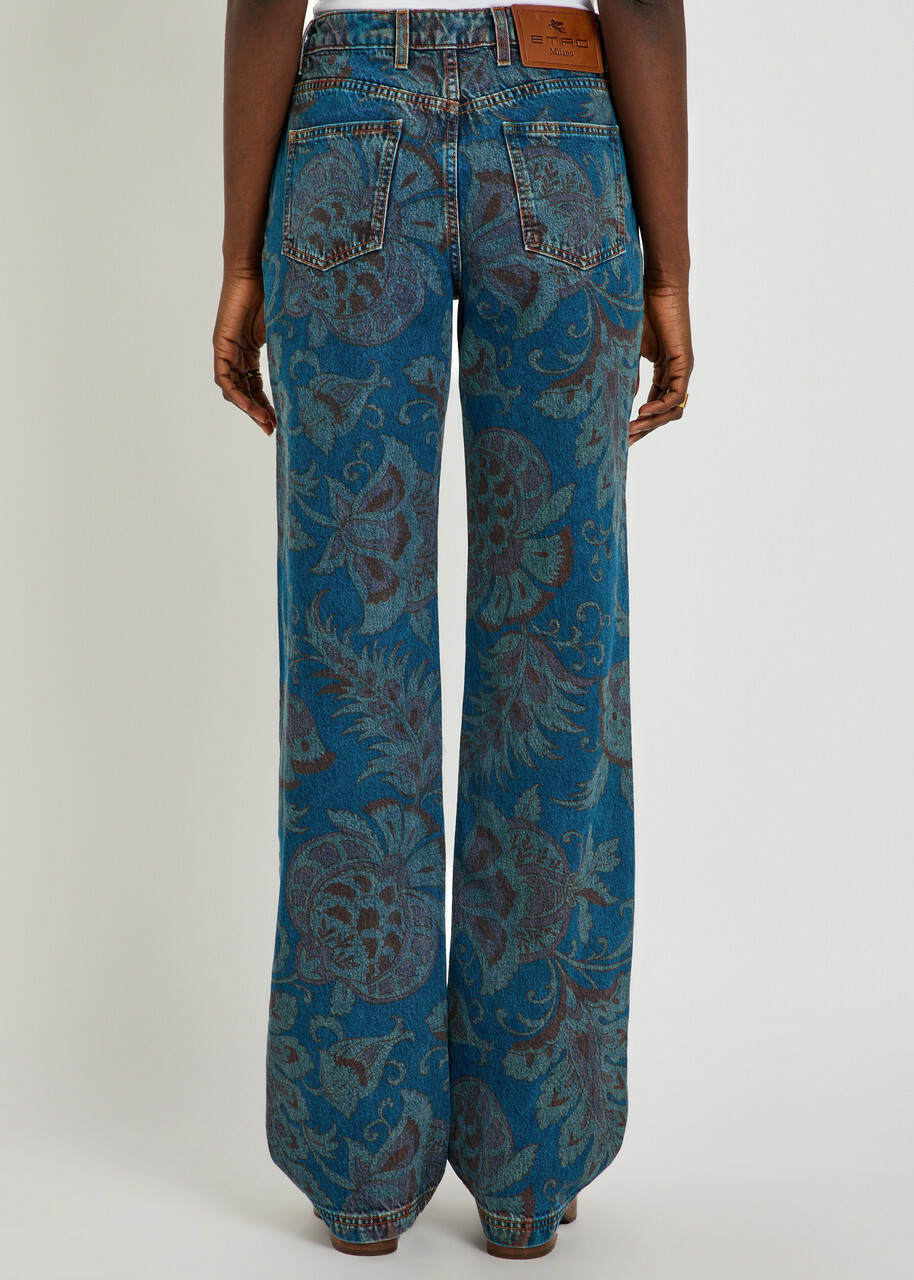 Etro Floral-print Straight-leg Denim Jeans Multicoloured