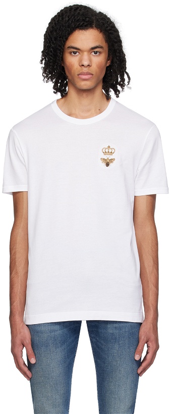 Photo: Dolce & Gabbana White Appliqué T-Shirt