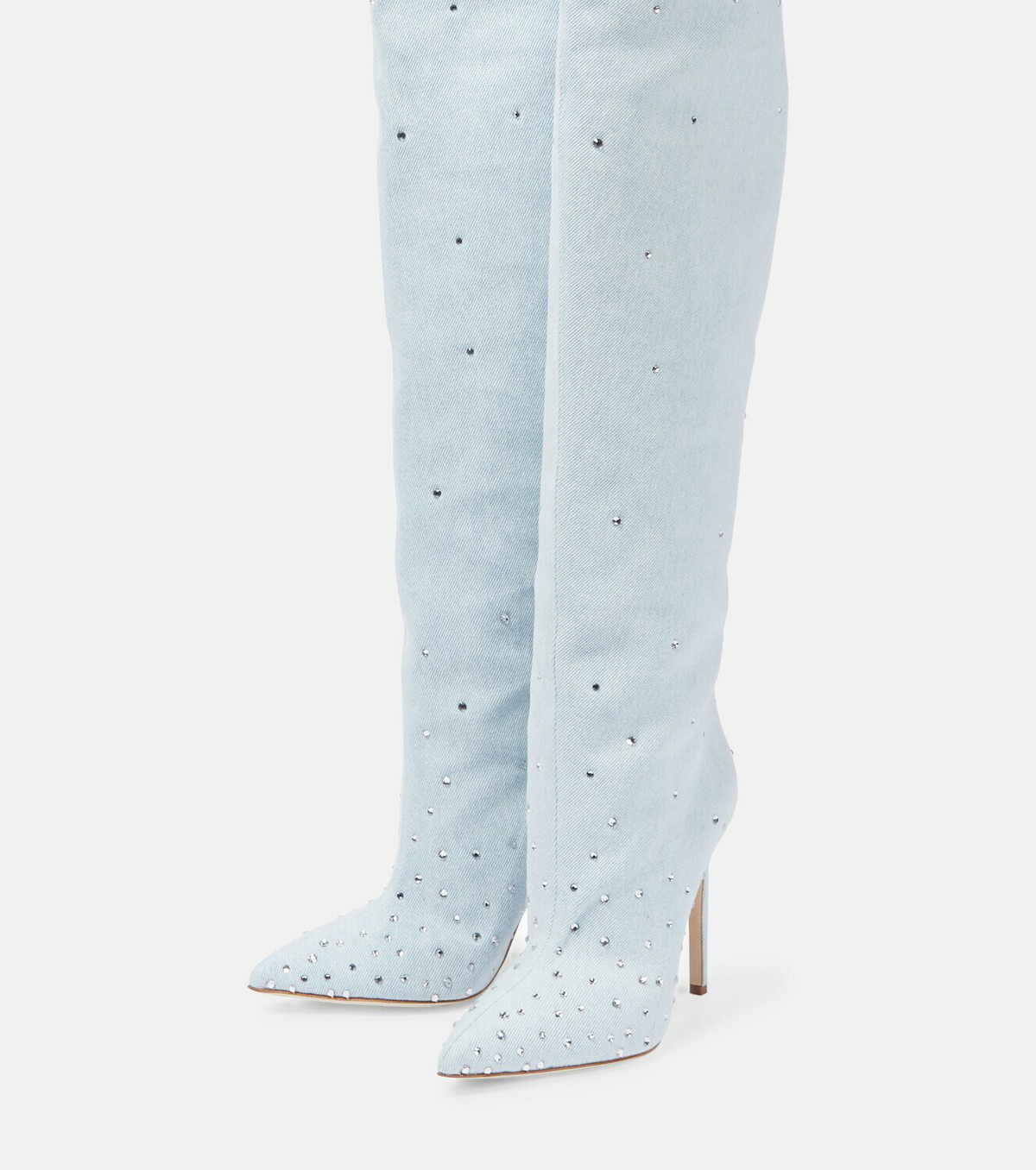 【Paris Texas】 Embellishedスエード over-the-kneeブーツ Embellished suede knee-high boots in orange - Paris Texas