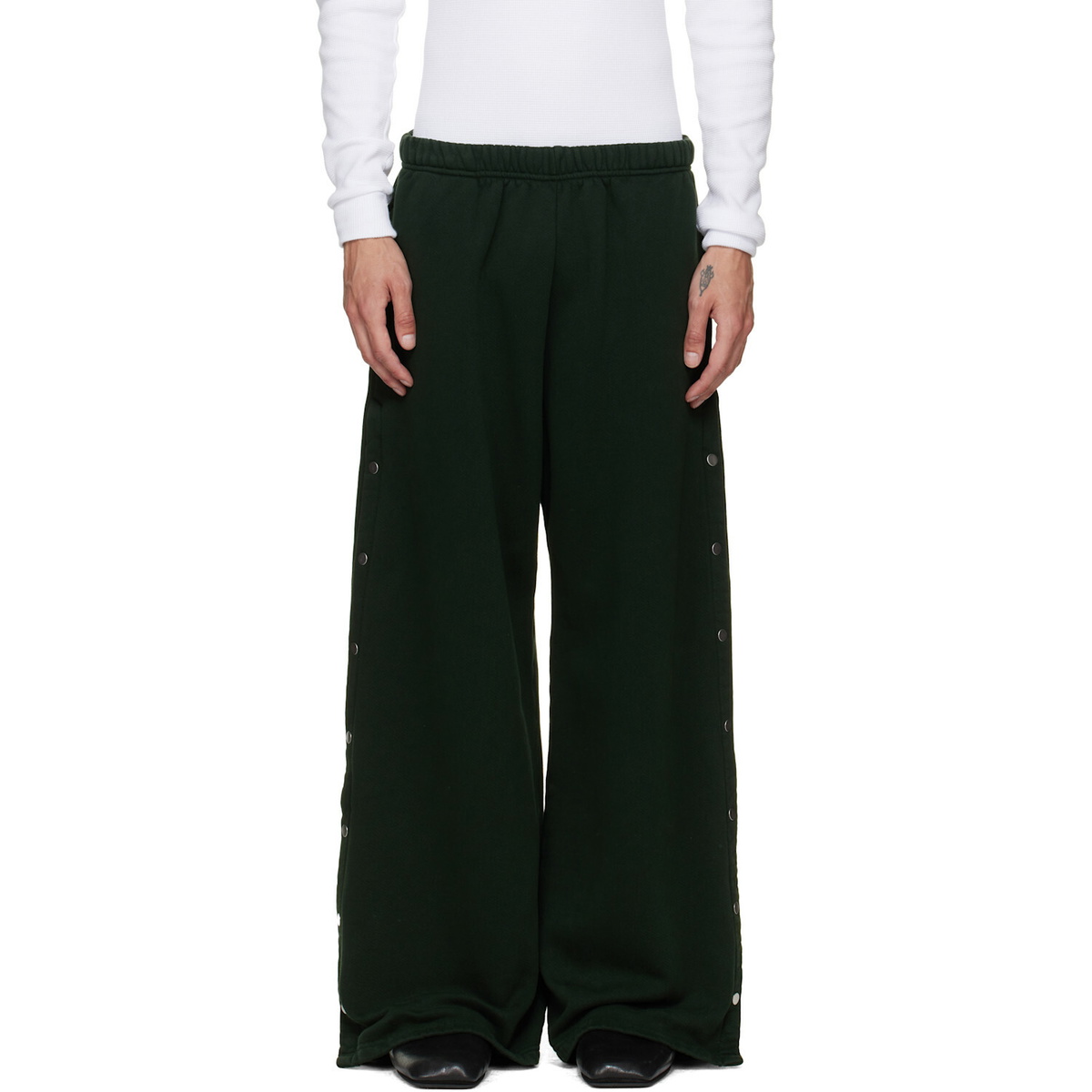 Les Tien Green Heavyweight Party Snap Sweatpants