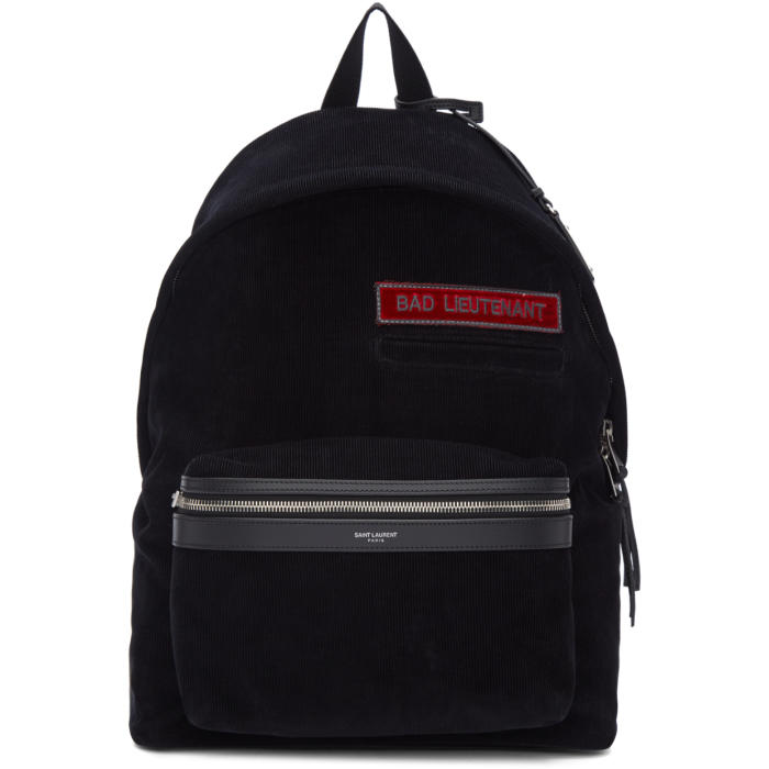 Saint Laurent Black Corduroy Bad Lieutenant City Backpack Saint
