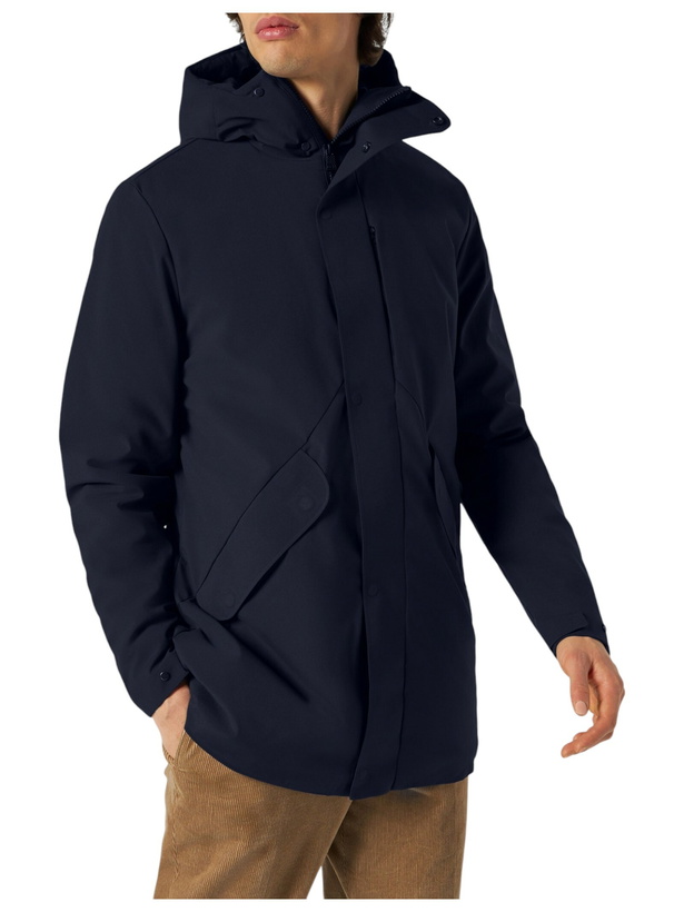 Photo: MC2 Saint Barth Man Navy Blue Hooded Parka Jacket Voyager With Sherpa Lining
