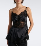 Dolce&Gabbana Lace-trimmed silk and cotton-blend romper