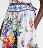 Camilla Printed linen maxi skirt