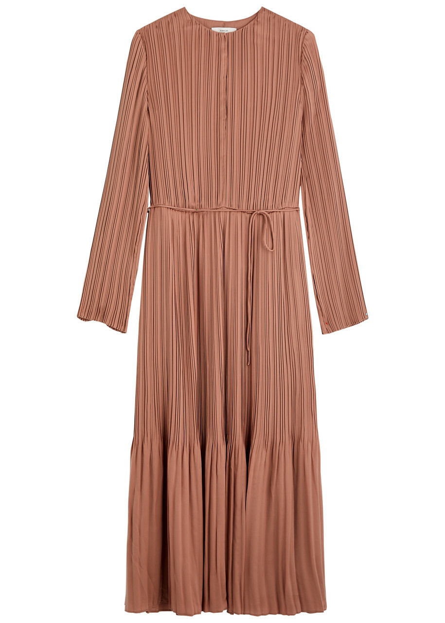strapless open back dress Coral Pleated Midi Dress (Reversible) – Kirsty's Kloset main image 1