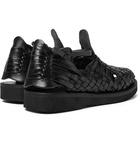 Yuketen - Cruz Woven Leather Huarache Sandals - Black