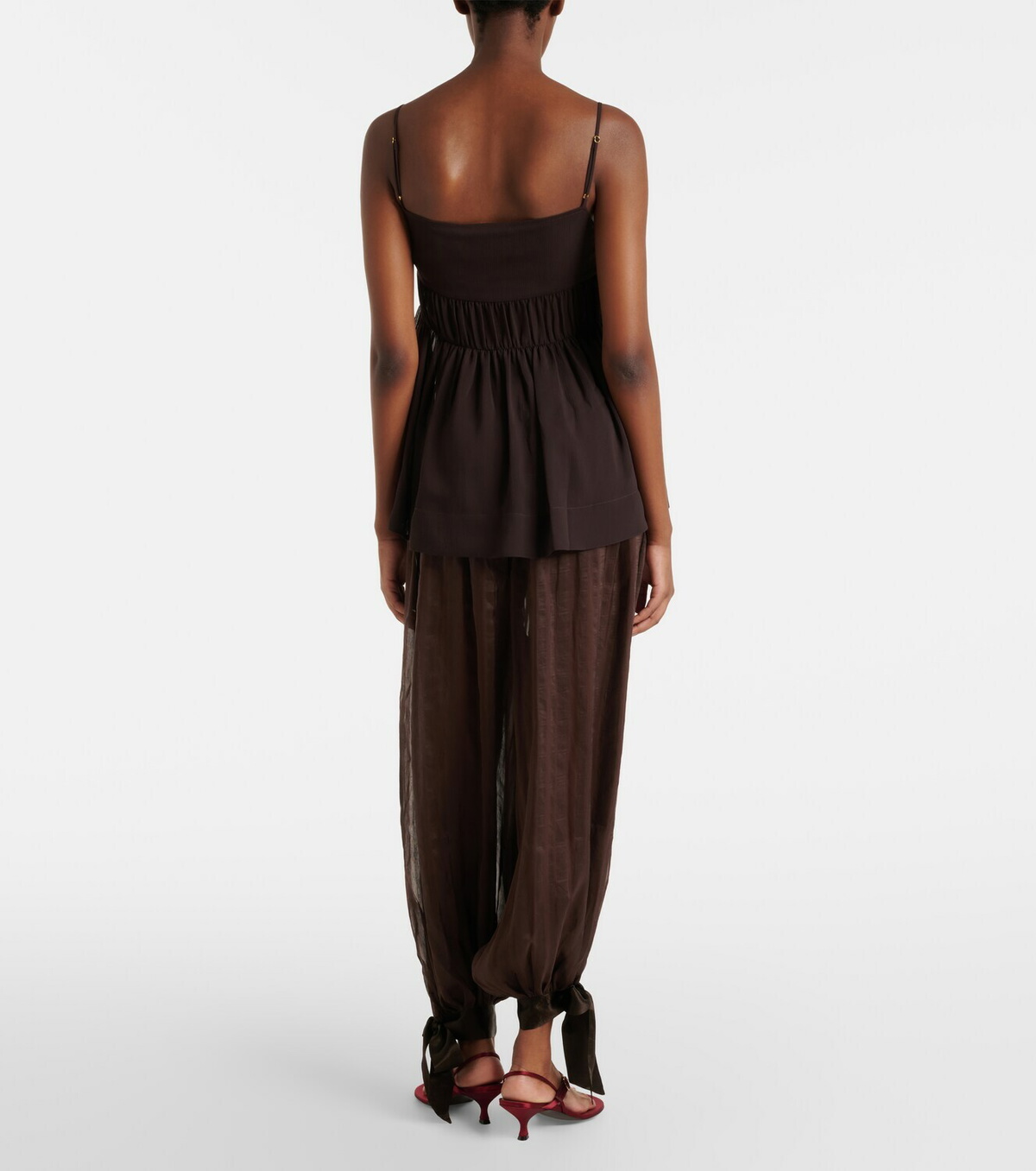 Xu Zhi Striped silk-blend wide-leg pants