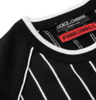 Dolce & Gabbana - Appliquéd Striped Cotton-Blend Sweater - Black