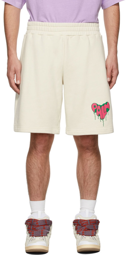 Photo: Palm Angels Off-White Spray Heart Sweat Short