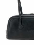 Marge Sherwood boston Black Shoulder Bag With Embossed Logo Lettering On The Front In Leather Woman