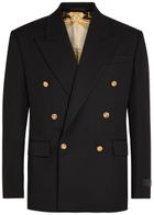 Versace Double-breasted Wool Blazer Black