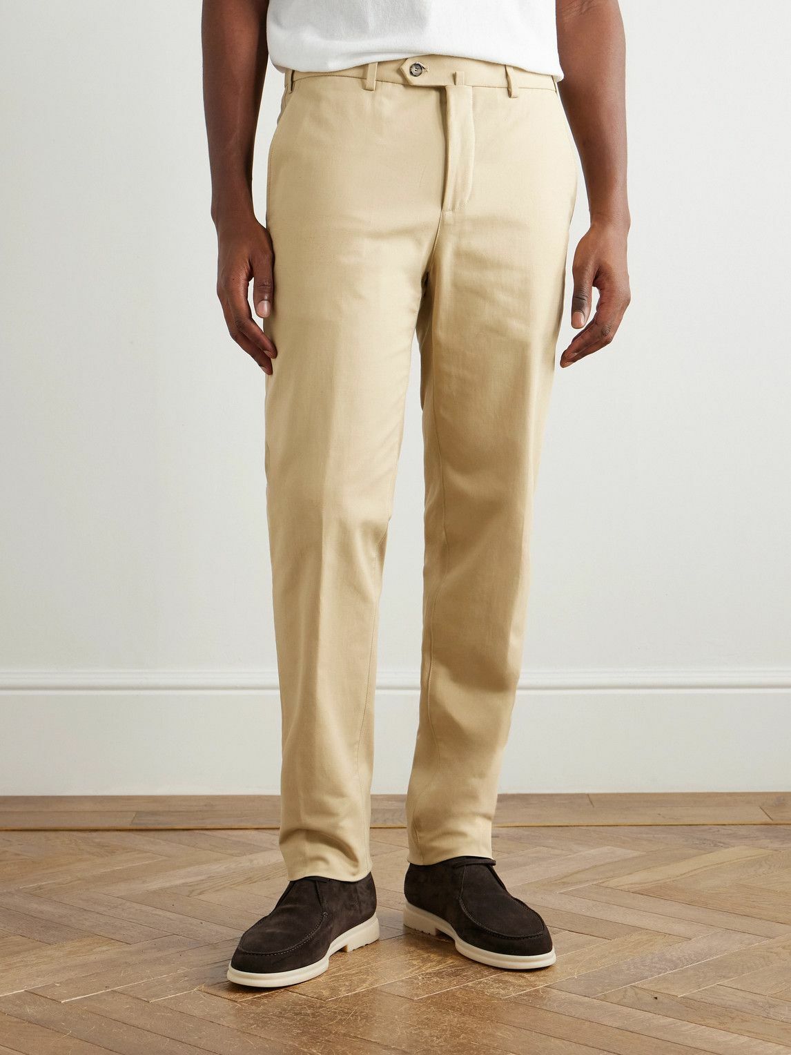 Loro Piana - Carlo Hyannis Tapered Cotton-Blend Trousers - Neutrals