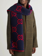 GUCCI - Logo-Jacquard Wool and Silk-Blend Scarf