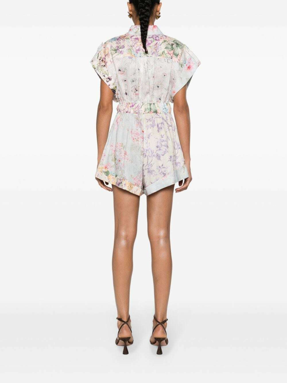 ZIMMERMANN - Floral Print Linen Playsuit