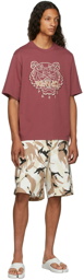 Kenzo Burgundy Loose-Fit Embroidered Tiger T-Shirt