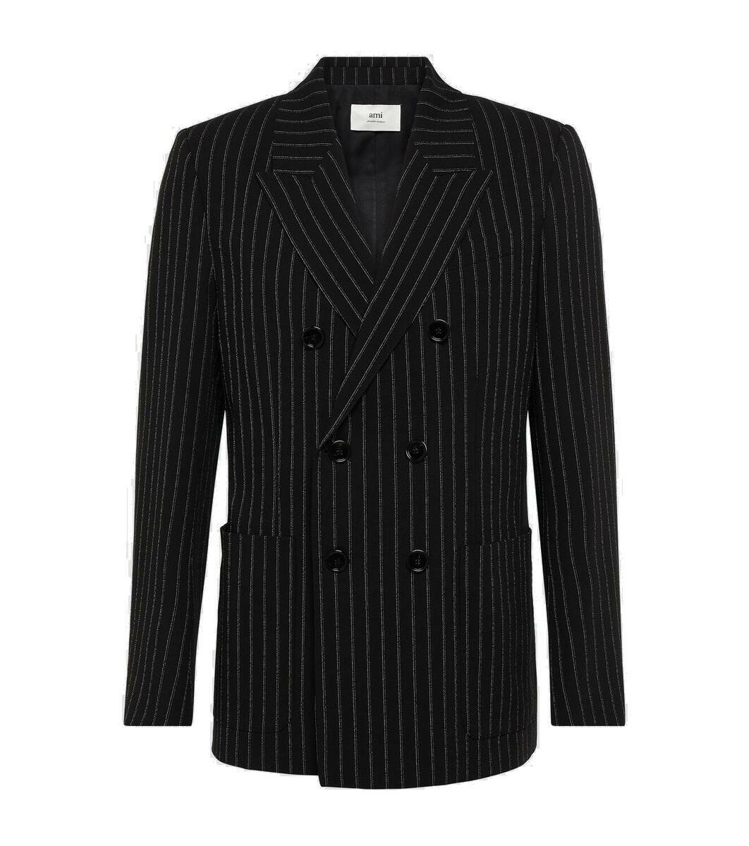 Ami Paris Men's Single Breasted Virgin Wool Blazer Black