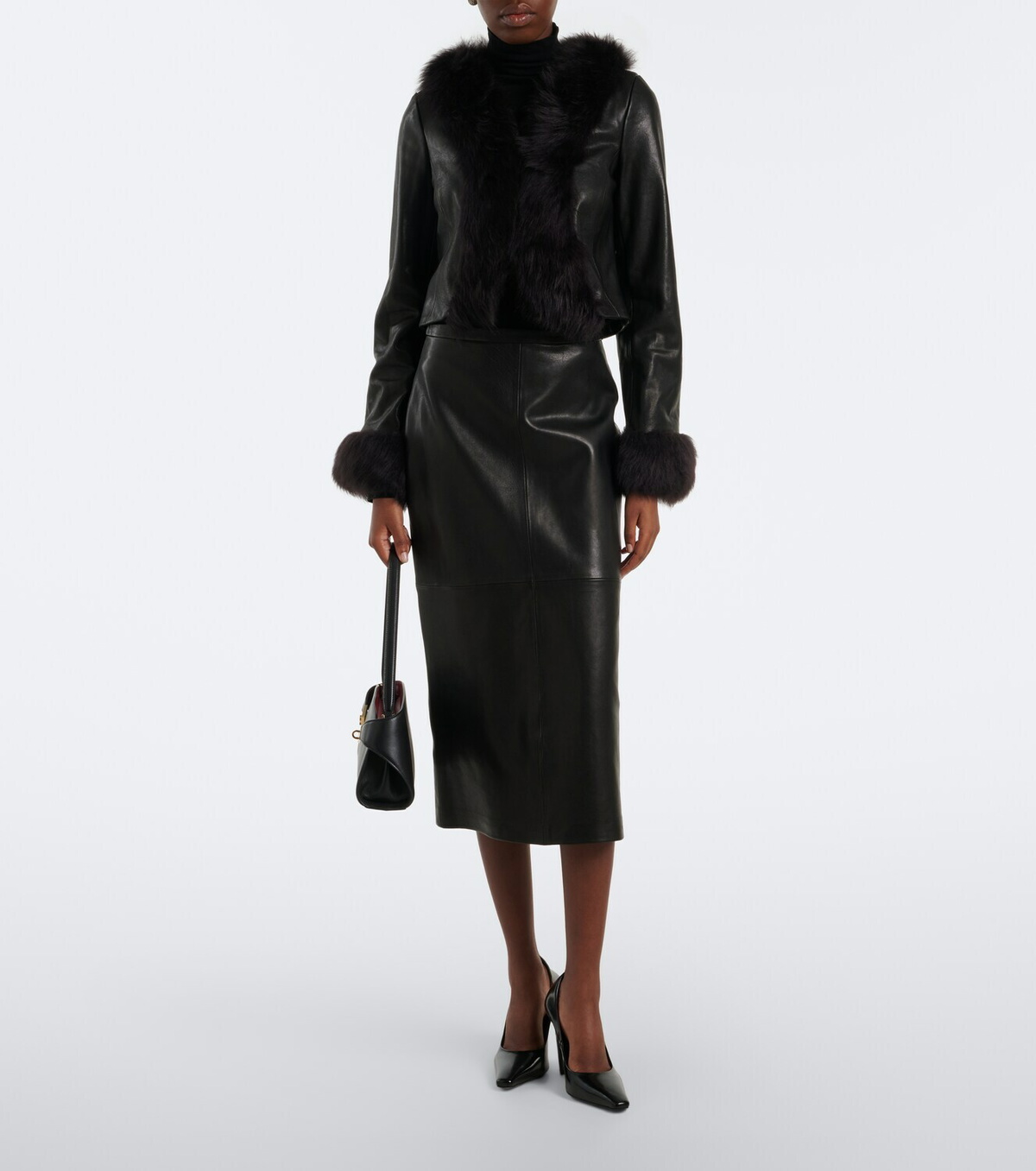 Nour Hammour Sofie shearling-trimmed leather jacket