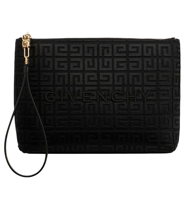 Photo: Givenchy 4G embroidered leather-trimmed canvas pouch