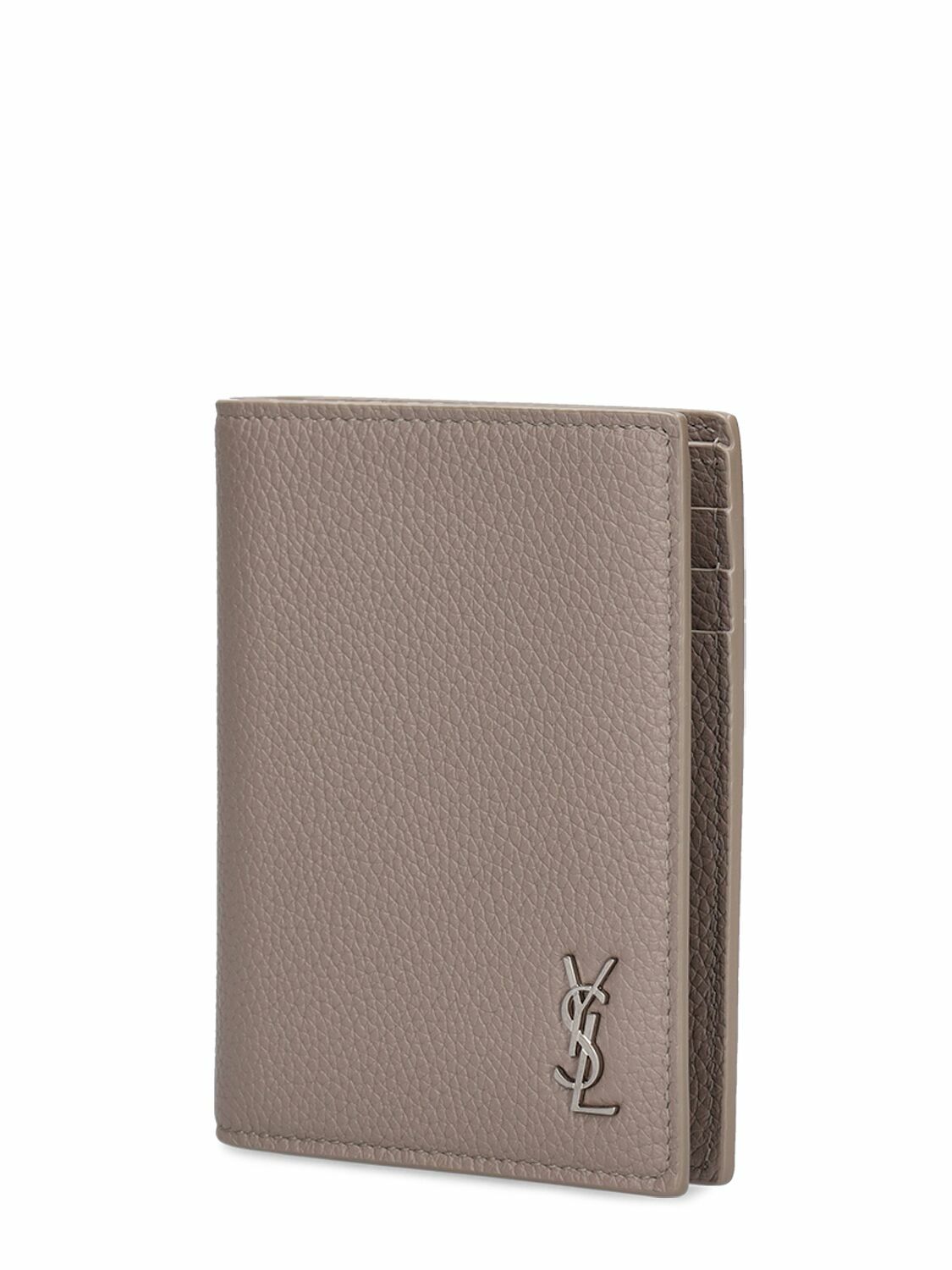 SAINT LAURENT - Tiny Cassandre Leather Wallet Saint Laurent
