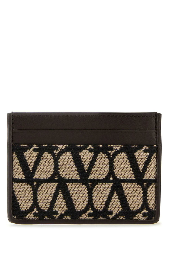 Photo: Valentino Garavani Leather And Toile Iconographe Card Holder