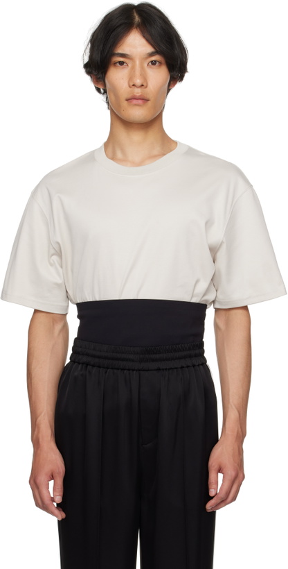Photo: Mugler Taupe & Black Boxy Corset T-shirt