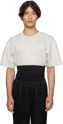 Mugler Taupe & Black Boxy Corset T-shirt
