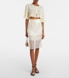 Xu Zhi Cropped open-knit ruffled cardigan