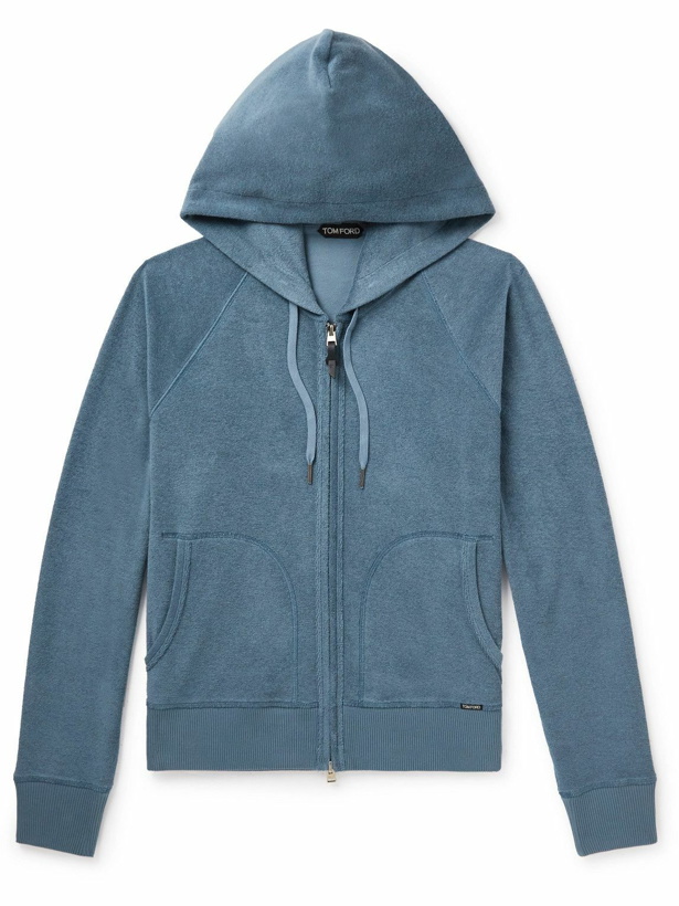 Photo: TOM FORD - Slim-Fit Cotton-Terry Zip-Up Hoodie - Blue