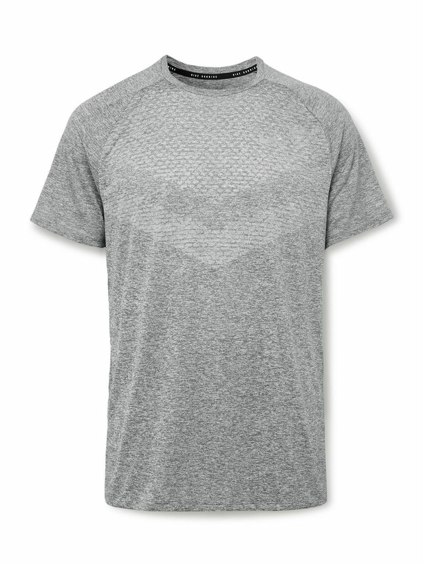 Photo: NIKE RUNNING - Stride Dri-FIT ADV Mesh T-Shirt - Gray