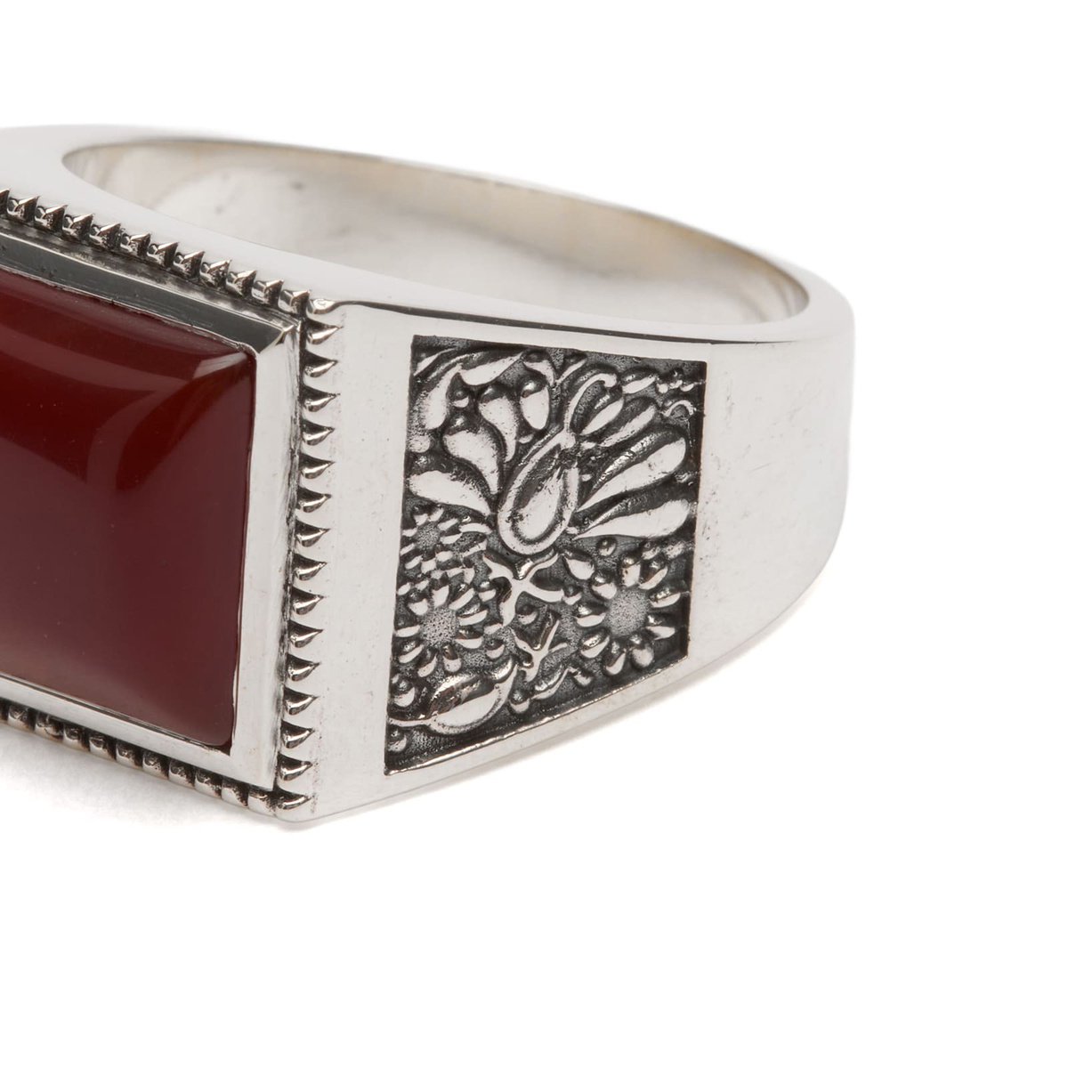 Maple Men's Buick Ring in Silver/Red Garnet