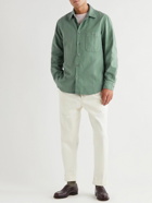 Mr P. - Garment-Dyed Ribbed Cotton Shirt - Blue