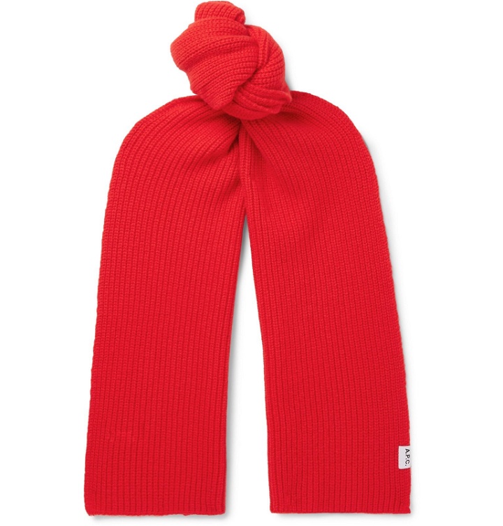 Photo: A.P.C. - Ribbed Wool Scarf - Red