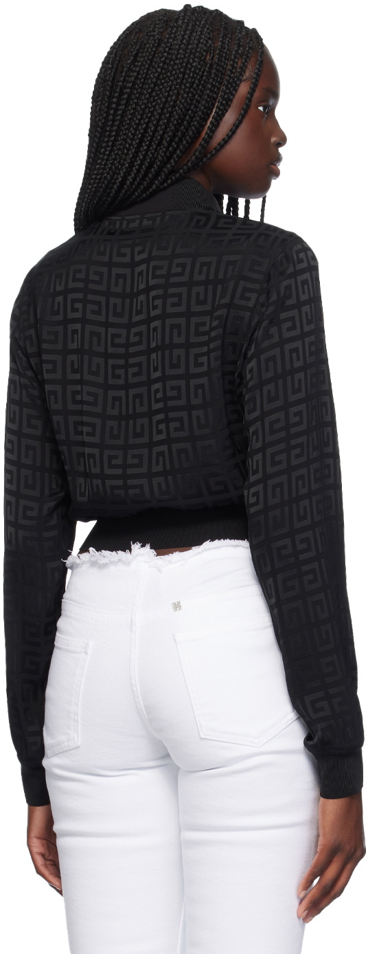 Givenchy Black Jacquard Logo Bomber Jacket