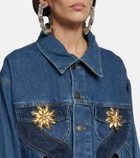 Area - Embellished cutout denim jacket