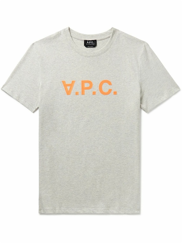 Photo: A.P.C. - Logo-Flocked Cotton-Jersey T-Shirt - Gray