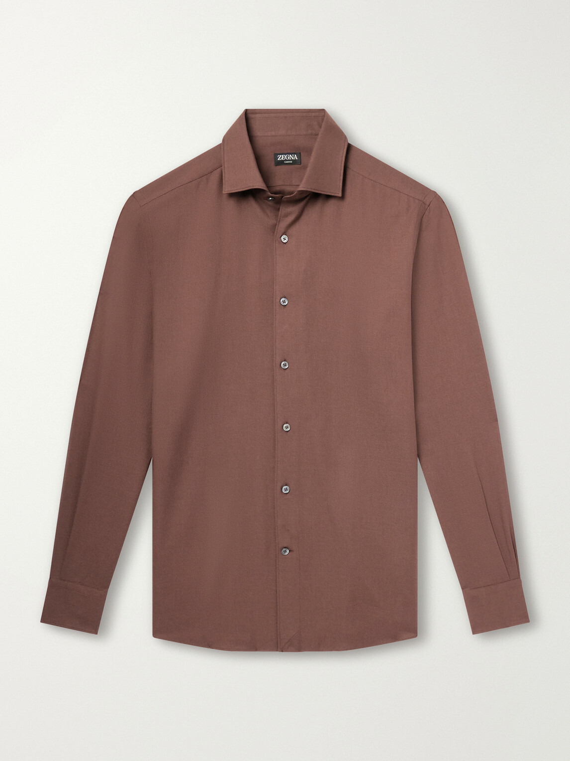 Zegna - Cotton and Cashmere-Blend Twill Shirt - Brown