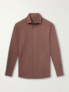 Zegna - Cotton and Cashmere-Blend Twill Shirt - Brown