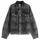 Aries Men's Lasered Croc Trucker Jacket in Black