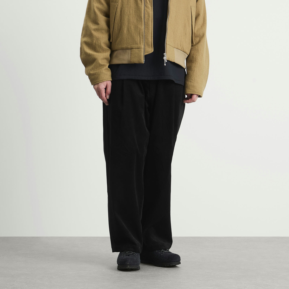 Merely Made Men's Wide Leg Cord Trousers in Black