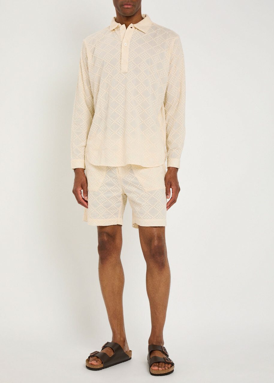 Smr Days Ornos Embroidered Cotton Polo Shirt Beige