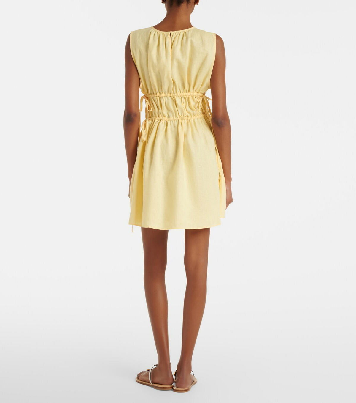 Asceno Como gathered linen minidress