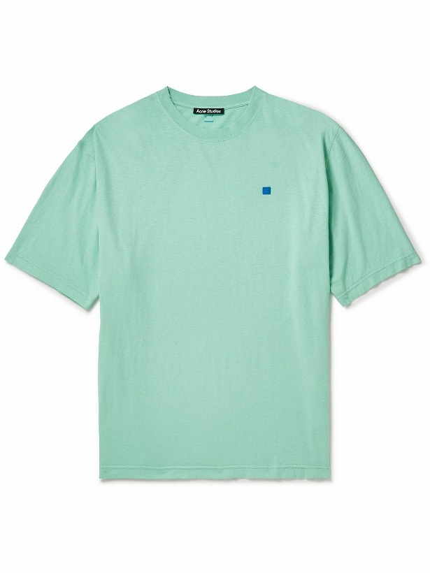 Photo: Acne Studios - Exford Logo-Appliquéd Garment-Dyed Cotton-Jersey T-Shirt - Green