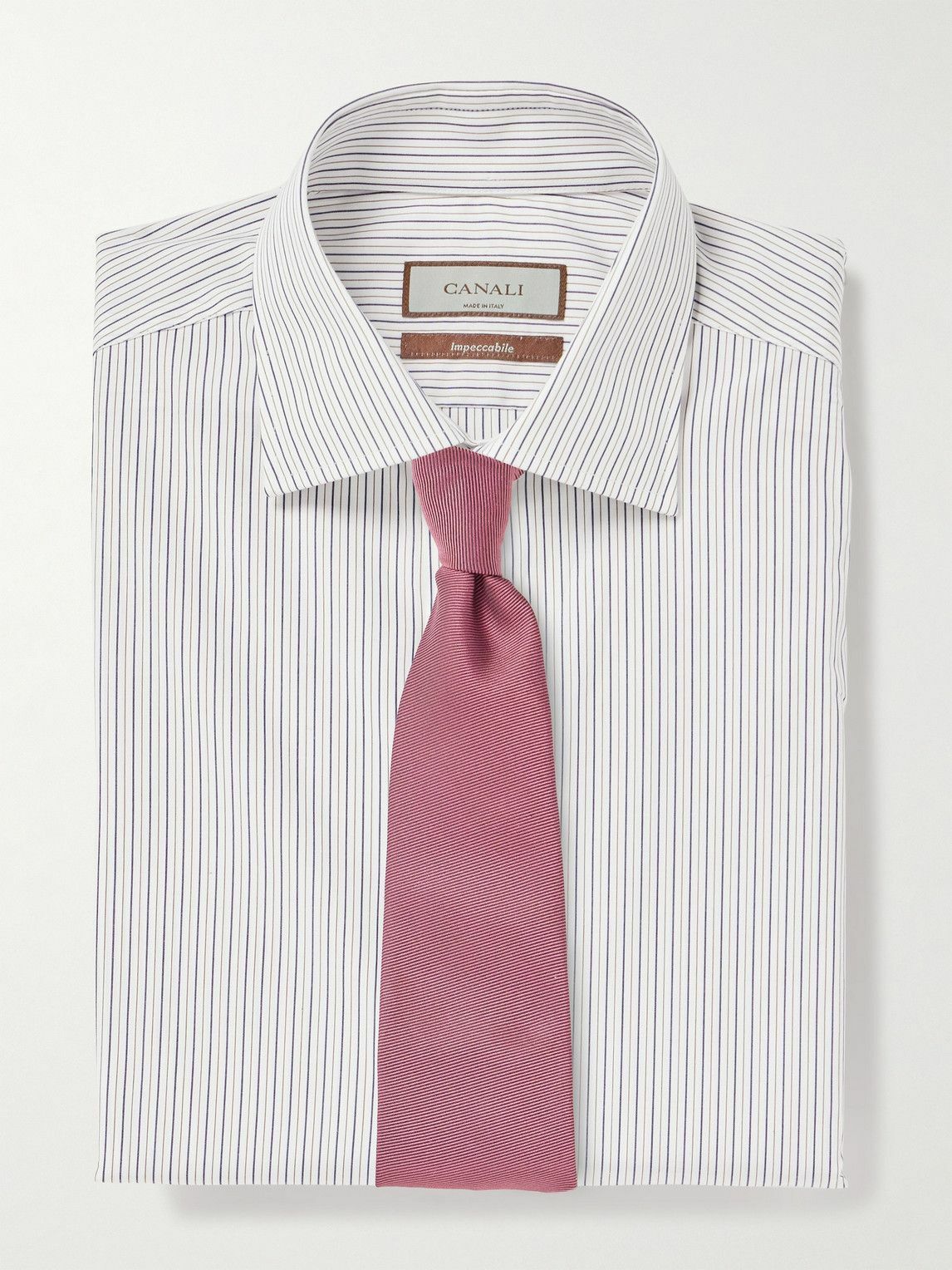 Canali - Striped Cotton-Poplin Shirt - White Canali